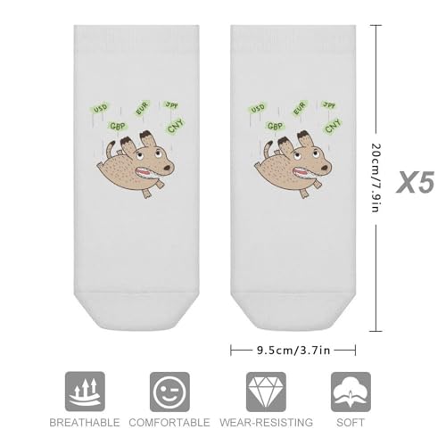 5 Pairs Unisex Adults Short Socks Printed Moisture Wicking All Season Comfort Athletic No Show Sock Animal-print2