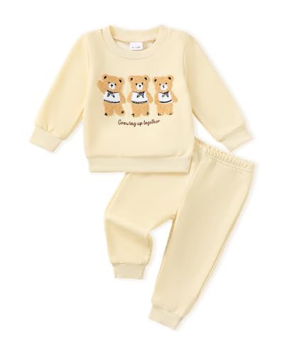 Image of NZRVAWS Toddler Baby Boy Clothes Infant Fall Winter Outfit Long Sleeve Pant Top Set 2Pcs Sweatshirt 0 Month-3 Years
