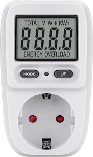 goobay 64589 Medidor de Energía Digital Básico/Medidor consumo eléctrico para Refrigerador, Lavadora, TV y Lámparas de Pie/Rango de Medición entre 0.5 W y 3680 W/Medidor de Consumo de Energía