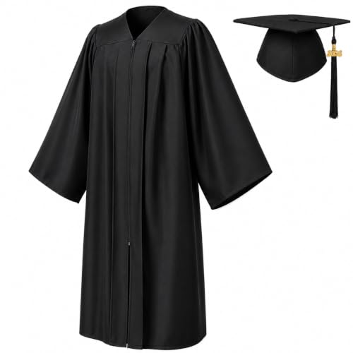 gradois Unisex Matte Graduation Cap and Gown 2026 Tassel Set for High School &College Graduates Black