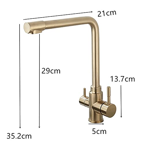 Robinet mitigeur cuisine or brossé pour éliminer le goût de chlore - 3