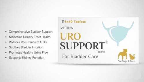 Vetina URO Support Tablets for Urinary Bladder Health Care for Dogs and Cats 10 Tablets