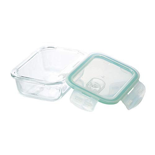 Pote Hermético Retangular Lyor Transparente/Verde Claro 370 Ml Vidro