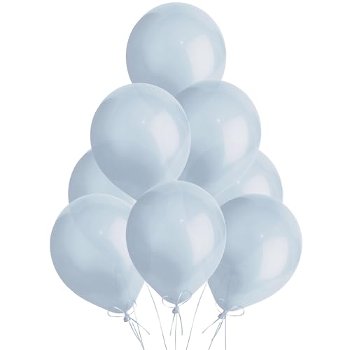 Metallic Light Blue Balloons 10 Pack Large 12 Inch Thick Latex Biodegradable Helium Party Balloons for Birthday Wedding Baby Shower Valentines Day Events Decoration for Balloon Arch Garland