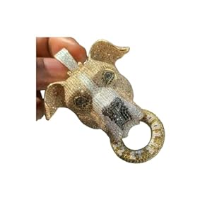 SCASTING 2.18 ct Round Diamond Mens Customized 3D Dog Face Pendant Yellow Gold Over 925 silver for Men women