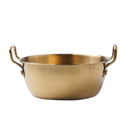 Générique Metallskålar - Inhemsk skål med dubbla öron | Guld bordsdessertskålar med handtag soppskålar hushåll spannmålsskålar