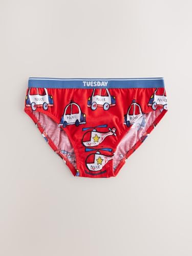 NEXT Jungen Baumwollslips, 7er-Pack Red/Blue Emergency Vehicles 3 Jahre