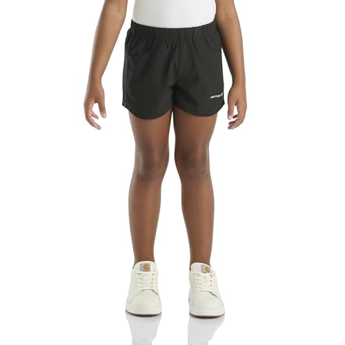 Image of Carhartt Girls' Rugged Flex Ripstop Shorts, Black - Caviar, 10