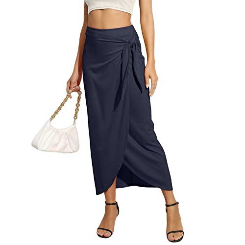 Witsmile Women Modern Maxi Knit Skirts With Front Twist Knot Deco Long Skirts For Women Fall Fashion Trendy cover