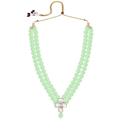 Image of Peora Crystal Faux Pearl Kundan Necklace & Jewelry Set Gift for Women