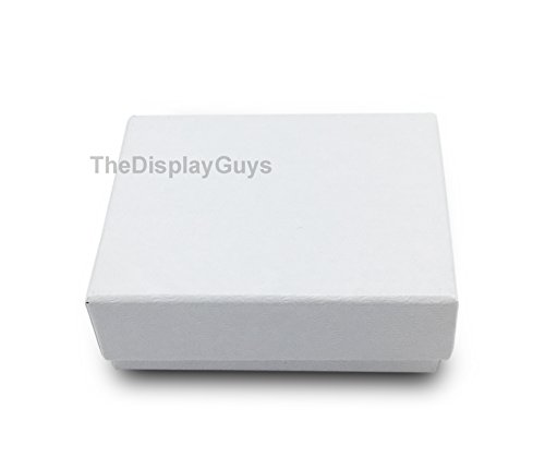 The Display Guys – Cardboard Jewelry Boxes With Cotton – 100 Pack – White Swirl – #10 (1 15/16" X 1 1/4" X 11/16") #TOP1