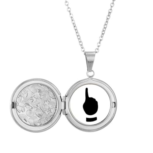 Collier avec médaillon à motif gestuel en acier argenté pour femme