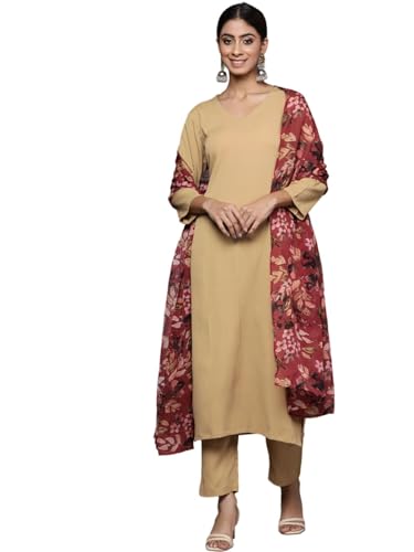 Kurta femme beige Varanga taille L tunic vêtement traditionnel ethnique