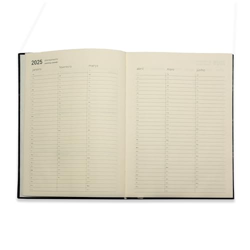 AGENDA PLANNER 2025 TONY SEMANAL MÉDIA PRETA TECA PAPELARIA