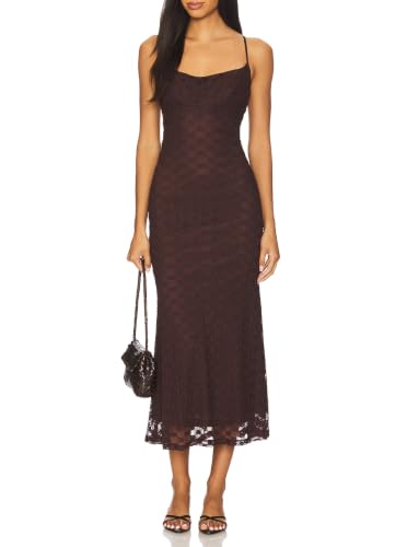 Image of Women Spaghetti Straps Lace Mesh Maxi Dress Backless Mermaid Wedding Dress | Floral Lace Mesh Wedding Guest Dress Fully Lined Adjustable Strap Bodycon Dress Cocktail Party Formal Evening Gown Date Night
