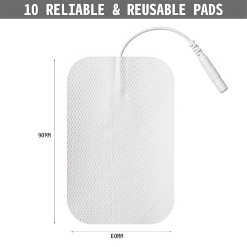 Image of TENS Unit Electrode Pads 10PCS 60 x 90mm Self-Adhesive Replacement TENS Pads Reusable Electrodes Patches, 2mm Connector