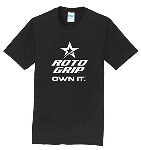 Logo Infusion Black T-Shirt 100% Cotton - Roto Grip Bowling - White Roto Grip Logo - Design 00AU (M)