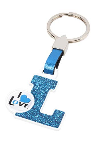 BCCORONA LLA02012 metalen sleutelhanger I LOVE letter L blauw kleur