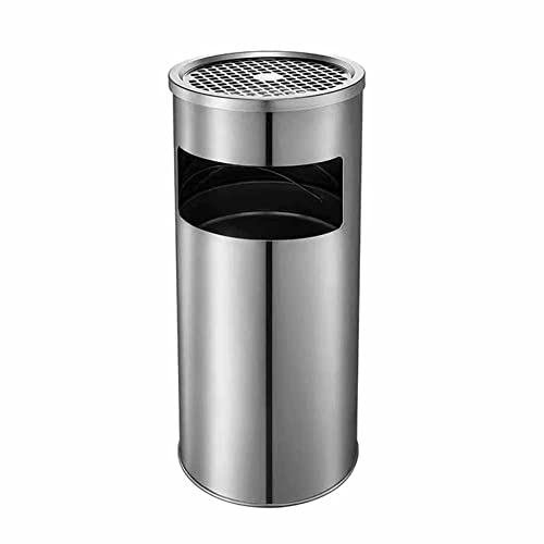 Stainless Steel Outdoor Trash Can & Cigarette Bin - Floor Standing Waste Bin for Public Spaces, Hotel Lobbies, Patios, and Parks - Durable, Easy to Clean