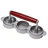 OVAQUIXI Mini Prensa para Hamburguesas, Máquina para Hacer Hamburguesas de Aluminio con de Madera Maciza, Hace 3 Redondas a la Vez, Revestimiento Antiadherente, 8,46 X 3,46 Pulgadas para Barbacoa de