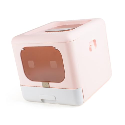 Cajas de para Gatos Cerradas, Caja de Tipo Cajón Inodoro para Gatos Bandeja de para Gatos de Plástico Grande a Prueba de Derrames Caja de para Gatos Caja de para Gatos con (Pink)