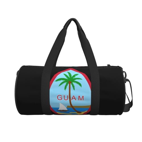 Guam Island Flag Travel Duffel Bag Shoes Compartment Foldable Lightweight Yoga Gym Sports Bag2
