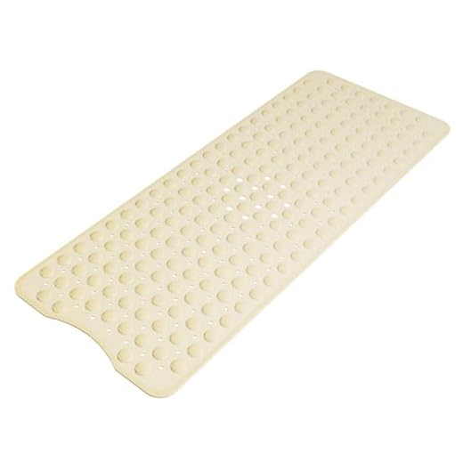 AmazerBath Bath Tub Mat, Extra Long 39 x 16 Inches Non-Slip Shower Mats with Suction Cups and Drain Holes, Bathtub Mats Bathroom Mats Machine Washable (Beige)