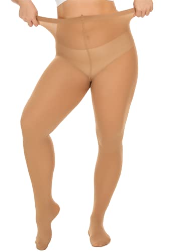 Image of DUCMODA Plus Size Tights for Women, Ultra Soft Solid Color Semi-Opaque Pantyhose, Nylon High Waist Stockings 1X 2X 3X 4X