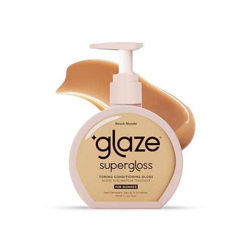 Glaze Supergloss Color Conditioning Gloss With Dispensing Pump – Hydrating Semi-Permanent Color Hair Gloss & Shine Boost – For Medium to Dark Blonde Hair – 6.4 Fl Oz - Beach Blonde