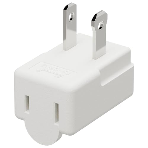 Polarized 2-Prong L Type Adapter, Vertical Right Angled Down Angle AC Adapter, NEMA 1-15P USA Outlet...