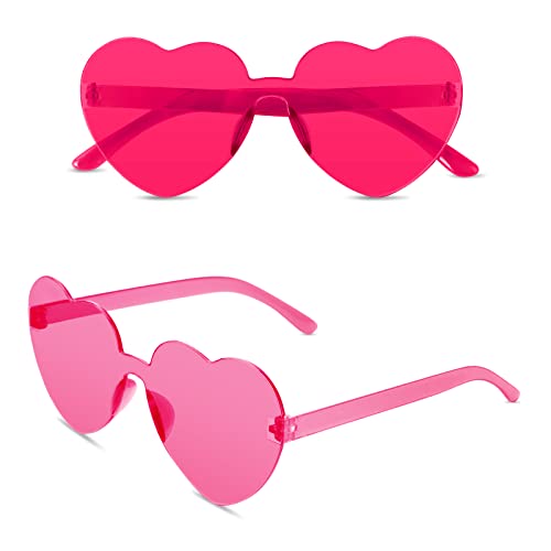 flintronic 2 Paar Hippie Herzförmige Brille, Transparente Candy Color Sonnenbrille für Geburtstagsfeier, Halloween, LNeuheit Party ustige Partybrillen für Erwachsene