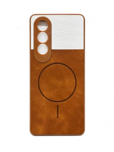 Image of Bintage 2in1 Hard Slim Back Case | Soft Border Camera Protect | Dual PU Leather Finish Back Cover Compatible for OnePlus Nord CE 4 5G - White & Brown