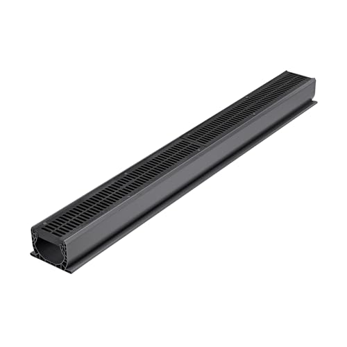 NDS 243-1 Spee-D Channel Drain Grate, 4-1/8-Inch wide X 2-Feet long, for Driveways, Patios, Pool Decks and Commercial Areas, Plastic, Black