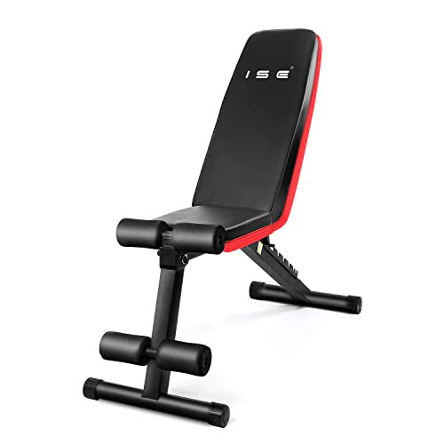ISE Banc de Musculation Pliable, Banc Musculation Inclinable Réglable Multifonction Sit-up AB Abdominaux/Jambes/Bras à Domicile Bureau, Dossier Réglable en 7 Positions, Unisex-Adult, SY-5902