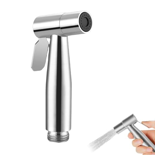 Hand Held Bidet Sprayer 304 Stainless Jet Spray for Toilet Water Saving Toilet Bidet Sprayer Portable Diaper Washer for Toilets Cleaning Pet Bath Bathroom Douche Hygiene(Silver)