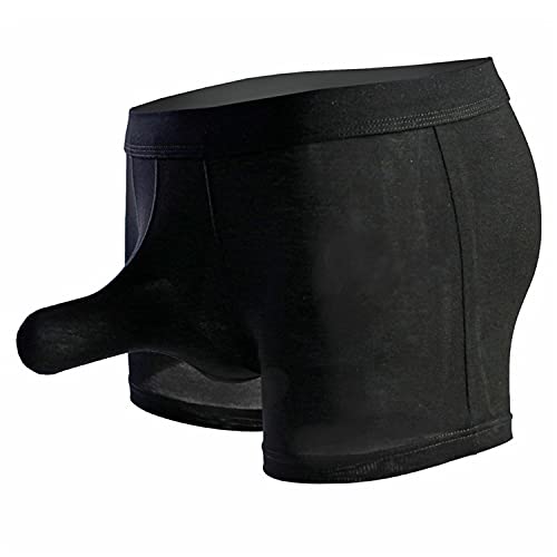 Générique Boxer éléphant en Soie glacée pour Hommes Sexy Bulge Pouch Trunks Culotte en Modal Respirant U Convexe Jockstrap sous-vêtements (Le Noir,XL)