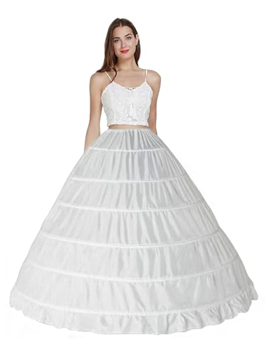Babyonline Fluffy Petticoats for Women Floor Length 6 Hoop Skirt Crinoline Slips Long Underskirt for Quinceanera Dresses
