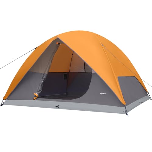 Amazon Basics Dome Camping Tent with Rainfly and Carry Bag, 3-Season Easy Set-Up Tent, 6 Person