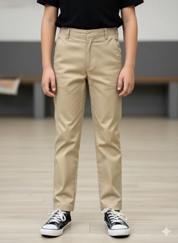 Image of A.T.U.N. (ALL THINGS UBER NICE) Boys Regular Fit Formal Chinos | Smart School & Occasion Wear Bottoms | Smooth, Comfortable & Tailored Look Pants