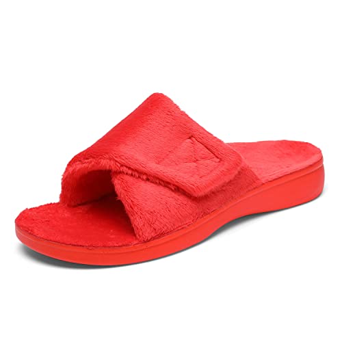 Image of SOLLBEAM Women's Plantar Fasciitis Fuzzy House Orthopedic Adjustable Slippers With Arch Support Orthotic Heel Cup Sandals For Ladies