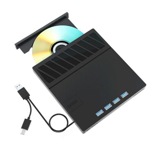 Jrifedptry USB 3.0 Tipo-C Multiplicación externa Blu-Ray Unidad óptica CD/DVD/BD -/+RW Reproductor Grabador Grabador Lector para Laptop PC