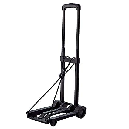 AATMNIVEDI Plastic Foldable 25 kg Hand Truck Cart Trolley with Telescopic Rod for Lifting Heavy Weight Luggage Cart with Wheels for Home Office Car (25 kg Trolley)-image-36