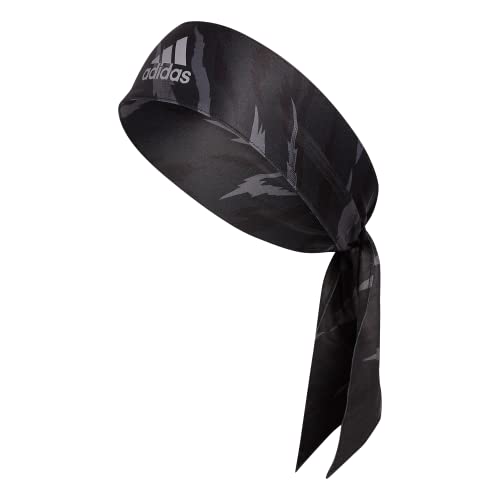 Image of adidas Alphaskin Tie Headband, Core Tiger AOP Black /Grey, One Size