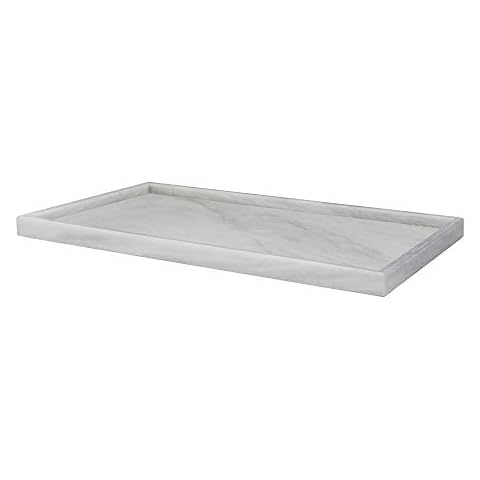 Natural Marble Stone Tray - Hand Carved, Polished Marble Bathroom Tray w/Non-Slip Rubber Pads – Compact Marble Vanity Tray in 3 Shapes - Versatile, Luxury Stone Tray for Bathroom, Kitchen & More Cover