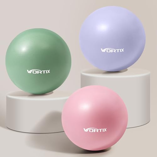 Vortix [3/6 Pezzi] Palla Pilates Piccola 25 cm – Antideflagrante & Antiscivolo, Con Tubo Gonfiabile, Palla da Pilates per i Muscoli del Pavimento Pelvico, Softball per Yoga & Fitness & Casa & Ufficio