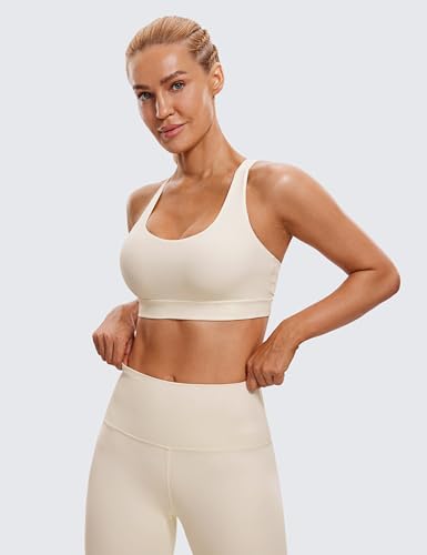 Image of CRZ YOGA Naked Feeling Strappy Sports Bras | Medium Support, Removable Pads, Yoga, Sleek, Scoop Neck, for Women