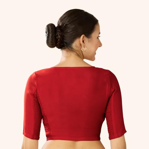 Image of Studio Shringaar Women's Cotton Stretchable (Smocked) Readymade Saree Blouse with Underarm Sweat Pads (Pack of 14 Pads)