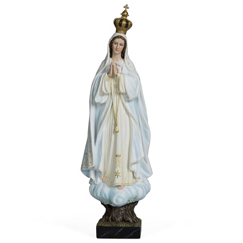 BC Catholic Our Lady of Fatima Virgin Mary Statue 14.8 H Holy Mother Statue for Altar Religious Gift Sacred Centerpiece for Home Church Hospital Renaissance Sculpture Handpainted by Buildclassic
