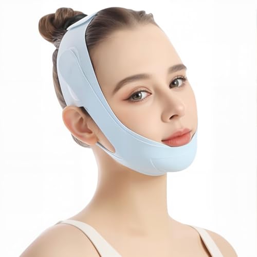 V Line Lifting Mask, V-Line Mask, Dual Lifting Sculpting, Reusable chin strap for sleeping, Face Toning Belts, Double Chin and Sagging Shape and Tighten Face, Jaw Exerciser (Blue)