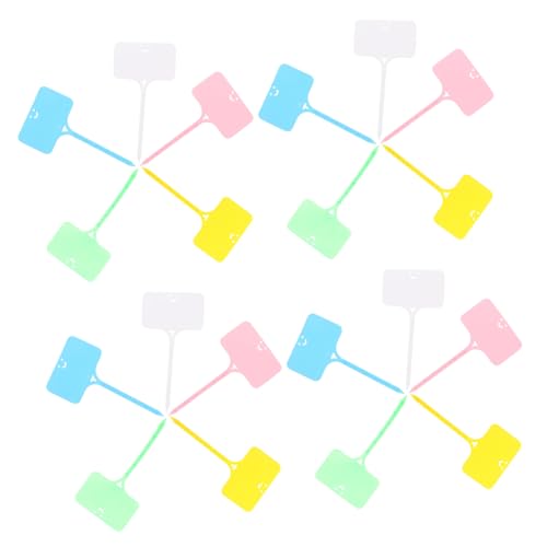 MOTHNUR 100 piezas Etiquetas para Plantas de Jardín Resistentes al Agua y UV Marcadores de Plástico Tipo T Colores Blanco Rosa Azul Verde para Identificación y Organización Exterior